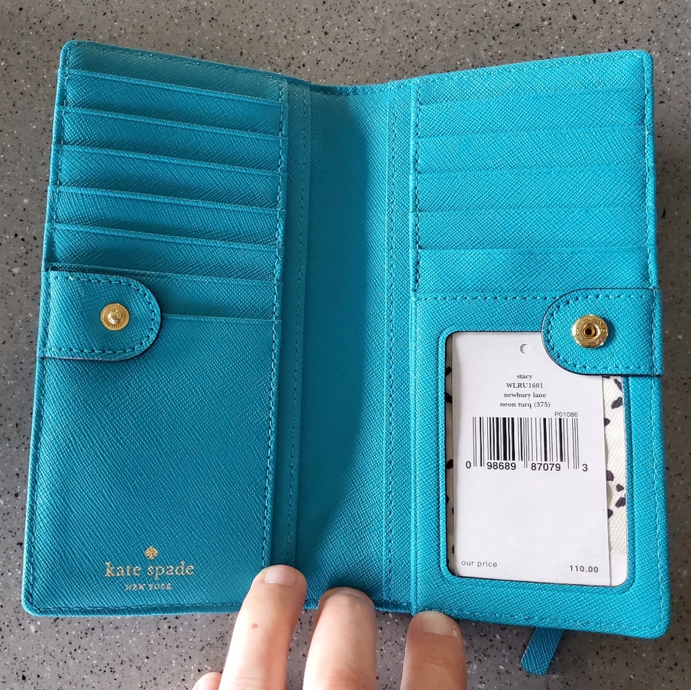 Neon turq Kate Spade wallet
